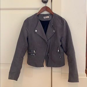H&M ADORABLE gray faux suede moto jacket!